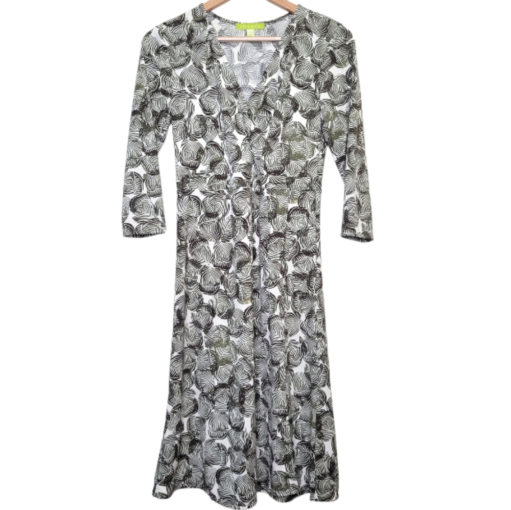 Sigrid Olsen Olive Wrap Midi Dress, Size S